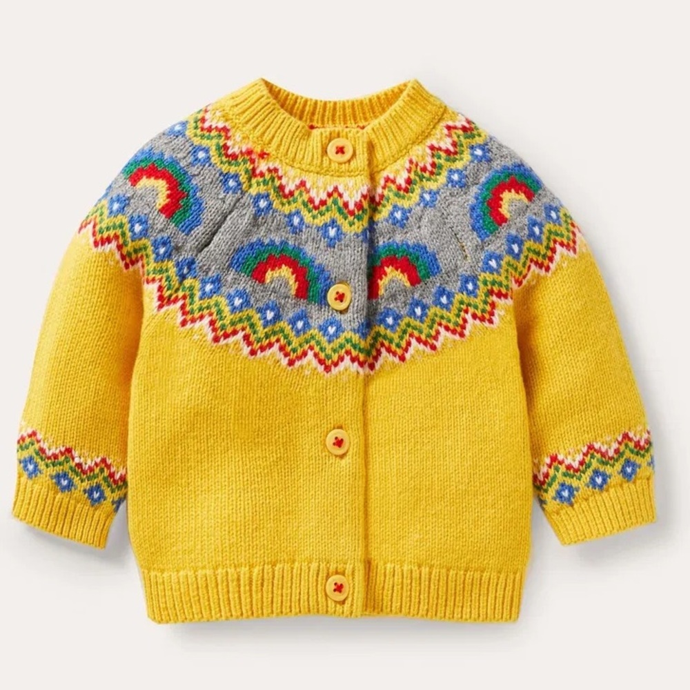 Boden—Rainbow Fair Isle Cardi, 18-24 months